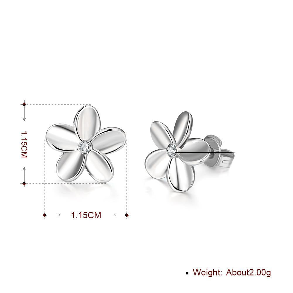 Crystal Flower Stud Earring in 18K White Gold Plated