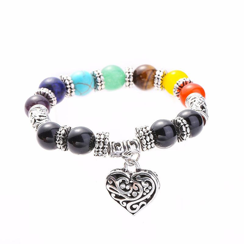 Filigree Heart Rainbow Chakra Women's Bracelet