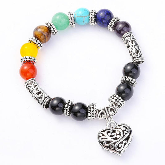 Filigree Heart Rainbow Chakra Women's Bracelet