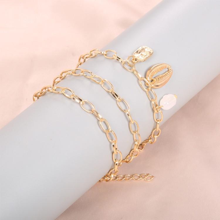 Chunky Sea Shell Pendants 3 Piece Bracelet in 14K Gold Plating