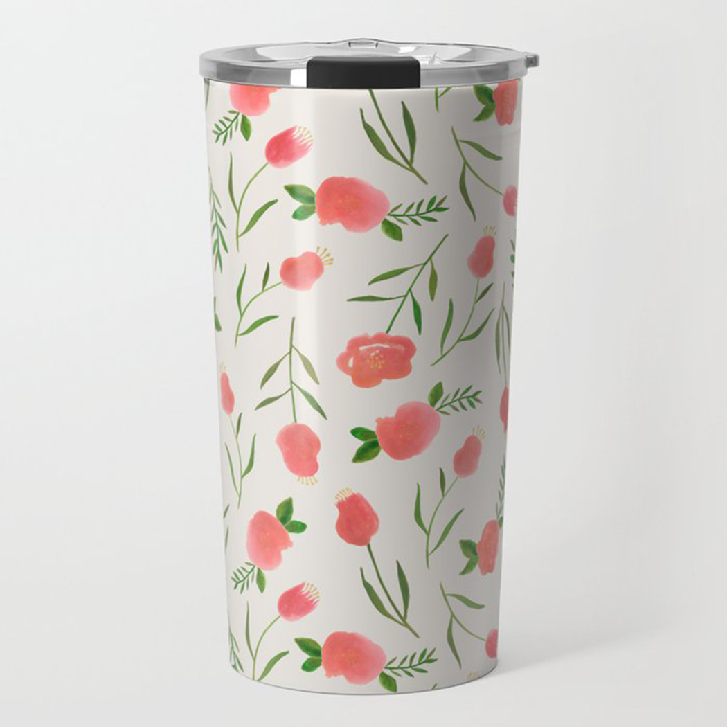 Spring Watercolor Travel Coffee Mug