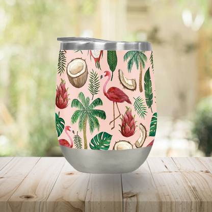 Flamingo and Coconut Wine Tumbler