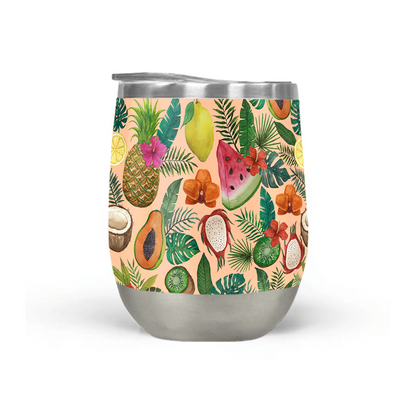 Tropical Fruit and Flowers Wine Tumbler