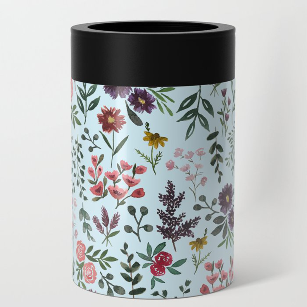 Bright Watercolor Flower - Blue - Can Cooler/Koozie