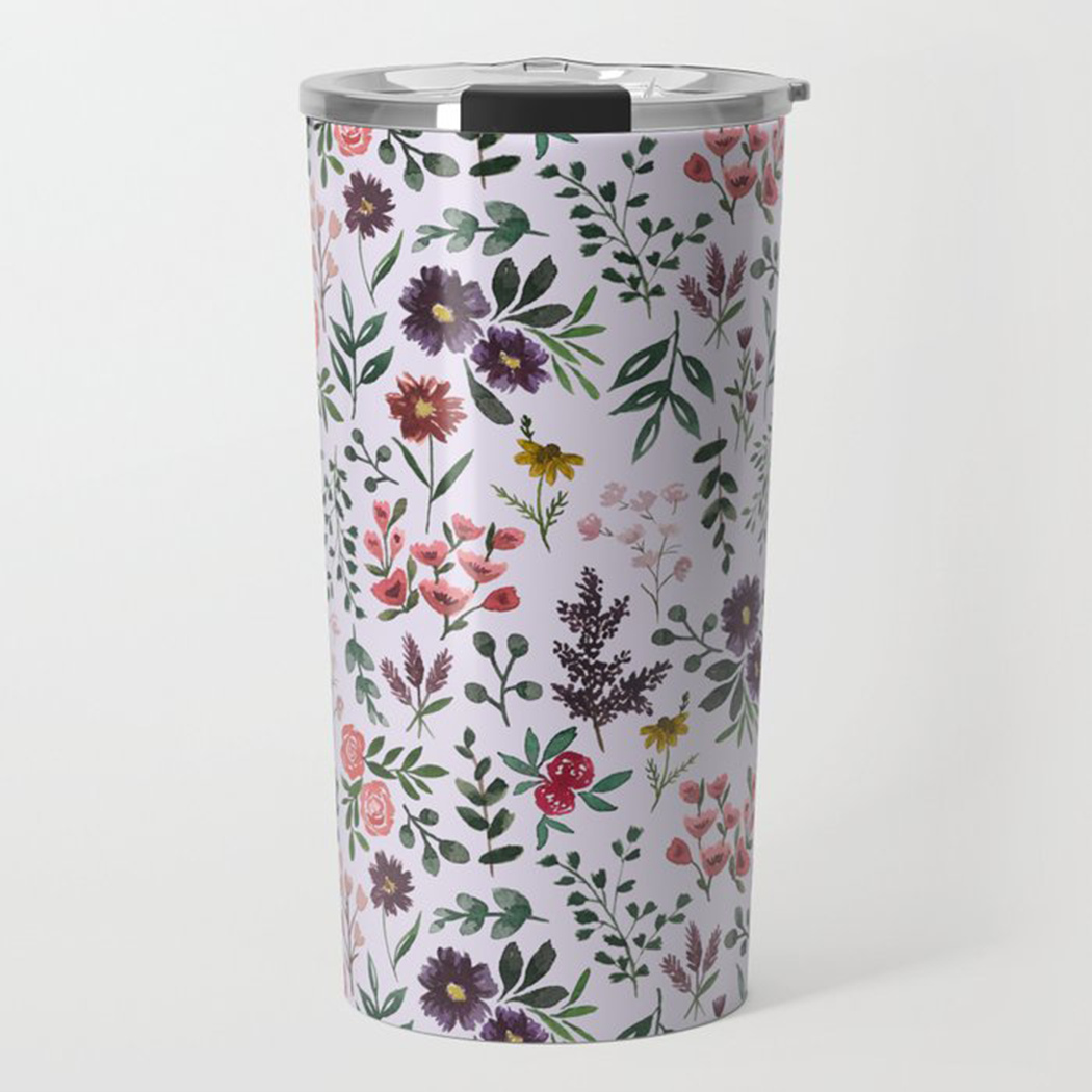 Bright Watercolor Flower - Purple - Travel Mug