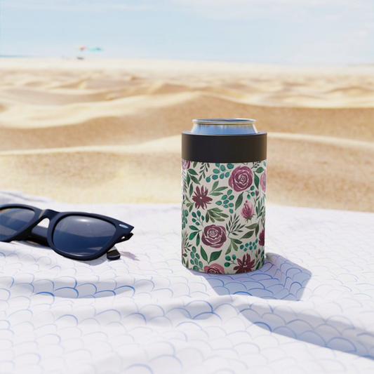 Deep Magenta Floral Eucalyptus Can Cooler/Koozie