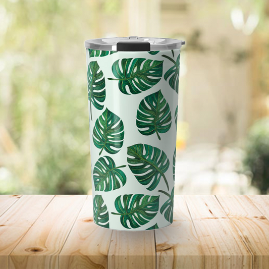 Monstera Watercolor Travel Mug